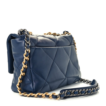 Chanel Lambskin Quilted Large Chanel 19 Flap Navy Blue 3 of 10