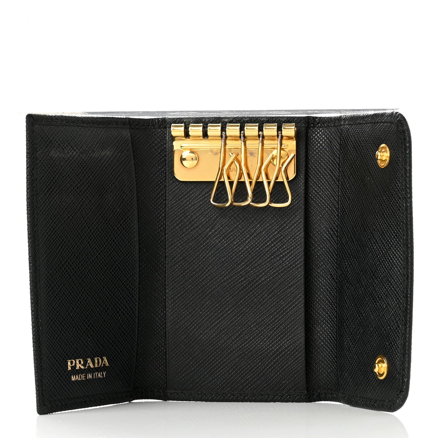 Saffiano Metal 6 Key Holder Black