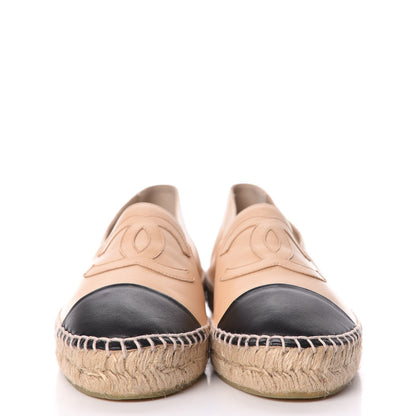 Chanel Lambskin CC Espadrilles 40 Beige Black 2 of 11