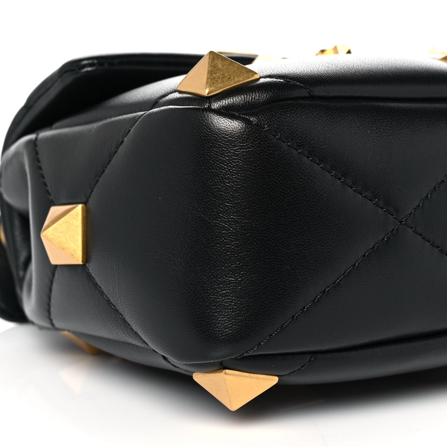 Nappa Medium Roman Stud Shoulder Bag Black