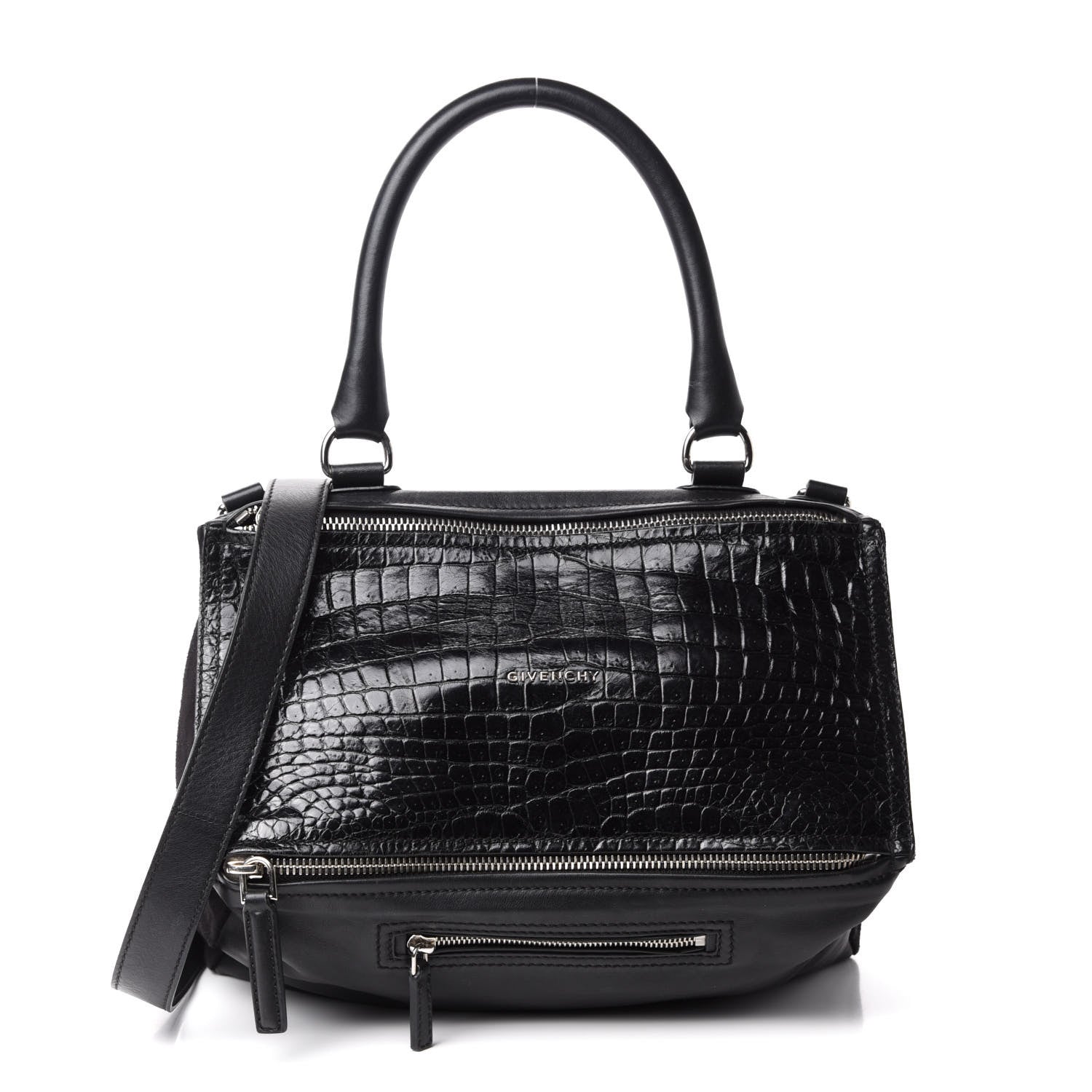 Givenchy Smooth Calfskin Crocodile Embossed Medium Pandora Black 1 of 10
