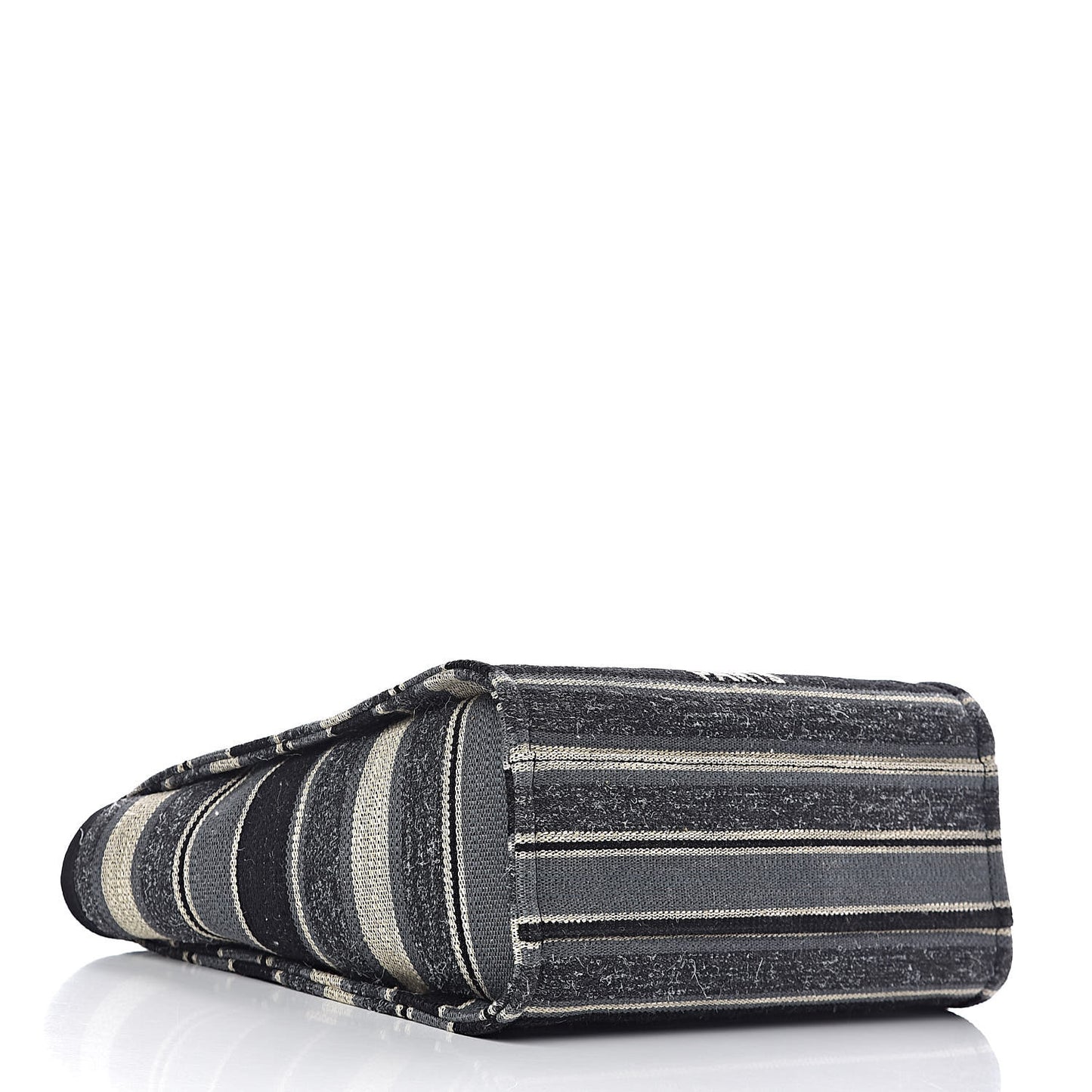 Striped Canvas Small Deauville Tote Dark Grey