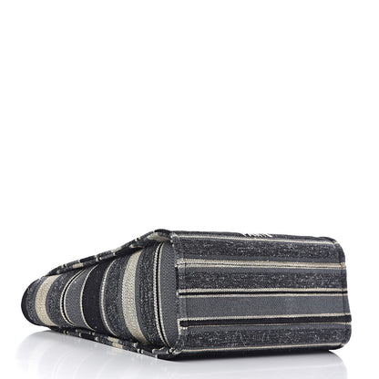 Chanel Striped Canvas Small Deauville Tote Dark Grey 4 of 10