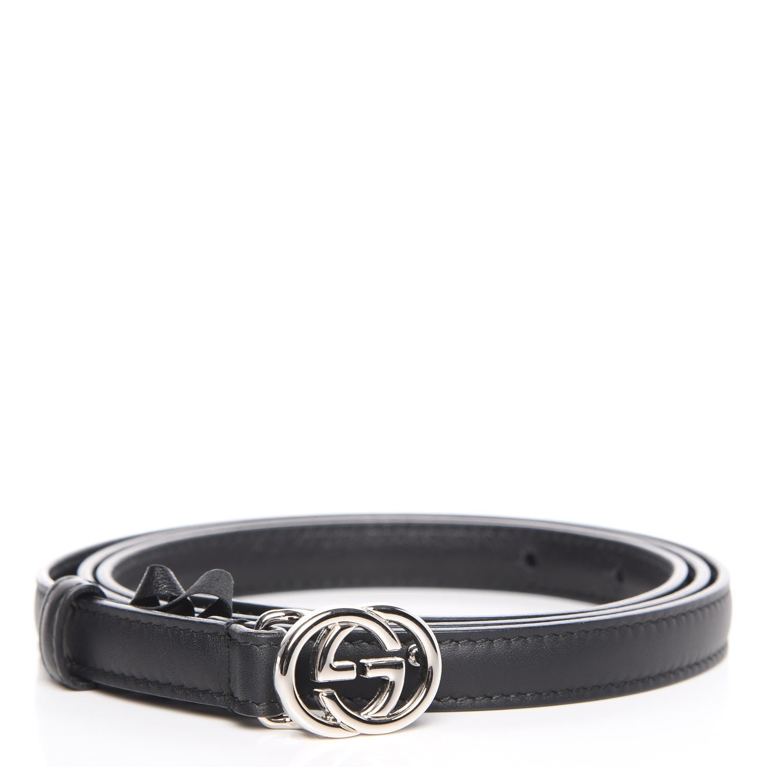 Gucci Moon Calfskin Nickel Interlocking G 20mm Belt 105 42 Black 1 of 7