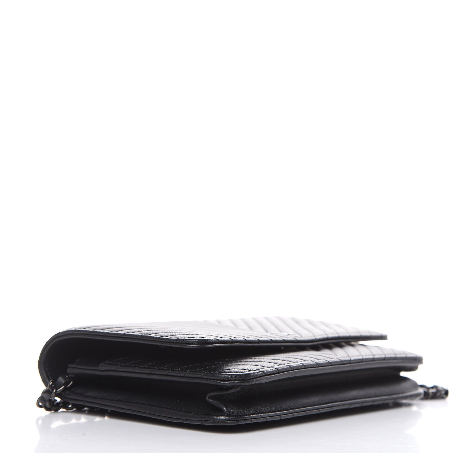 Chanel Lambskin Chevron Quilted Wallet On Chain WOC So Black 4 of 13