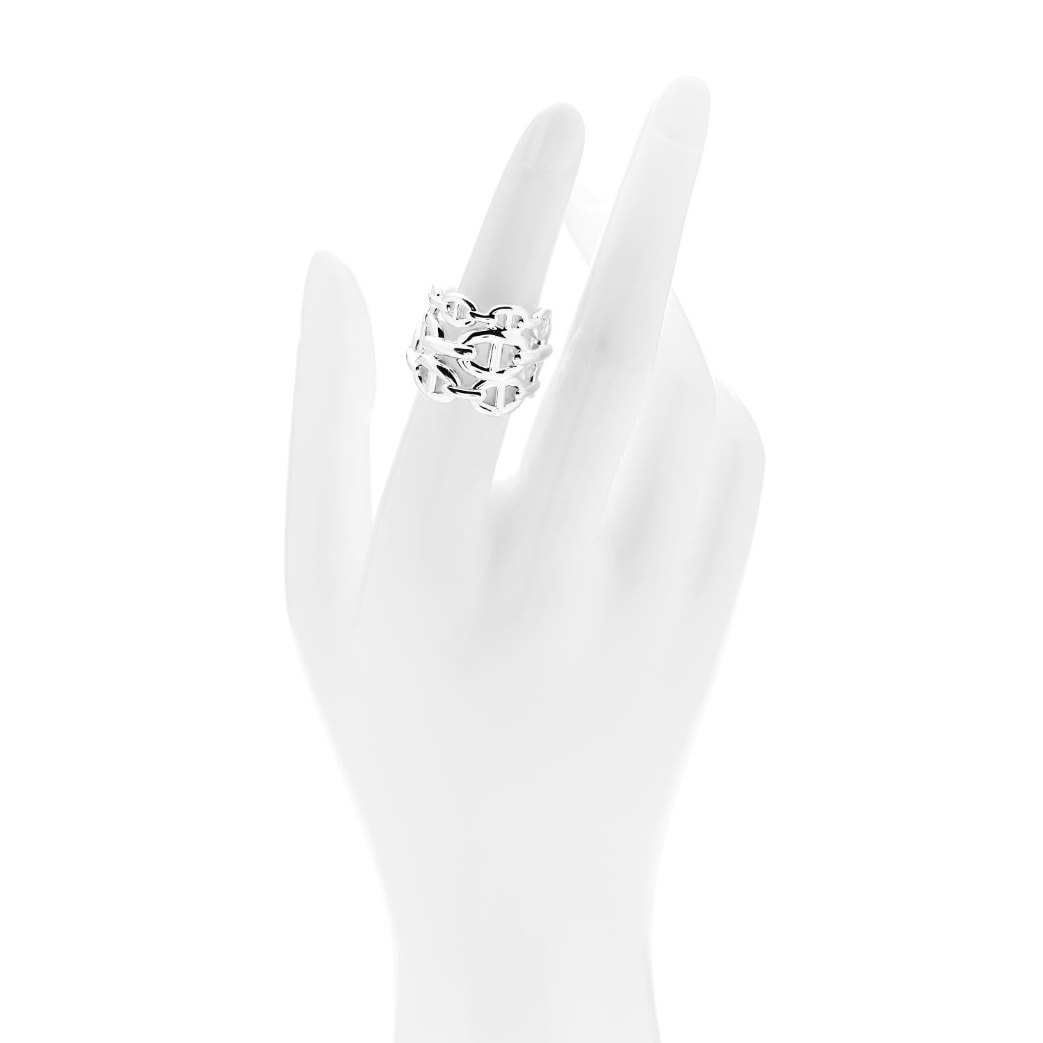 Hermes Sterling Silver GM Chaine d'Ancre Enchainee Band Ring 53 6.25 2 of 7