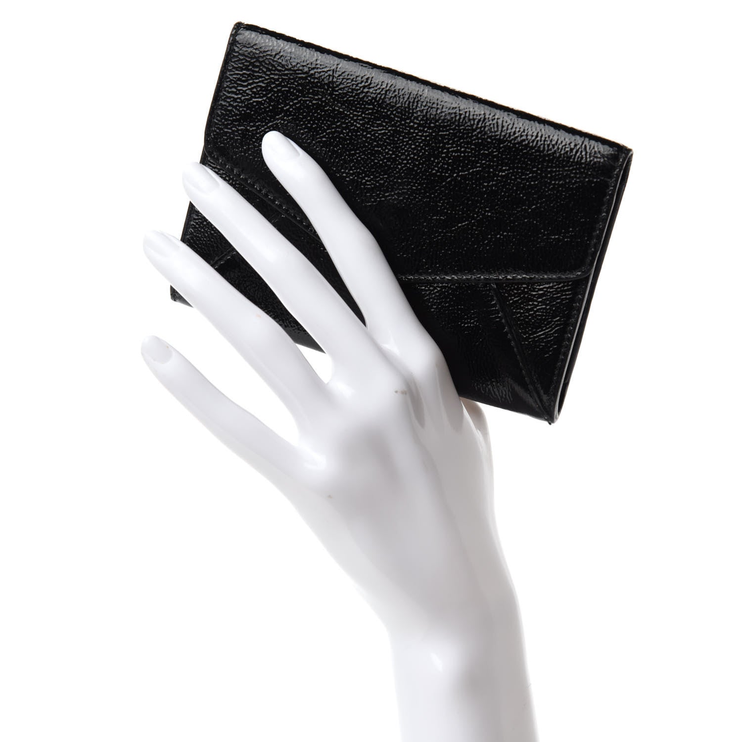 Saint Laurent Textured Patent Monogram Card Holder Black 2 of 7