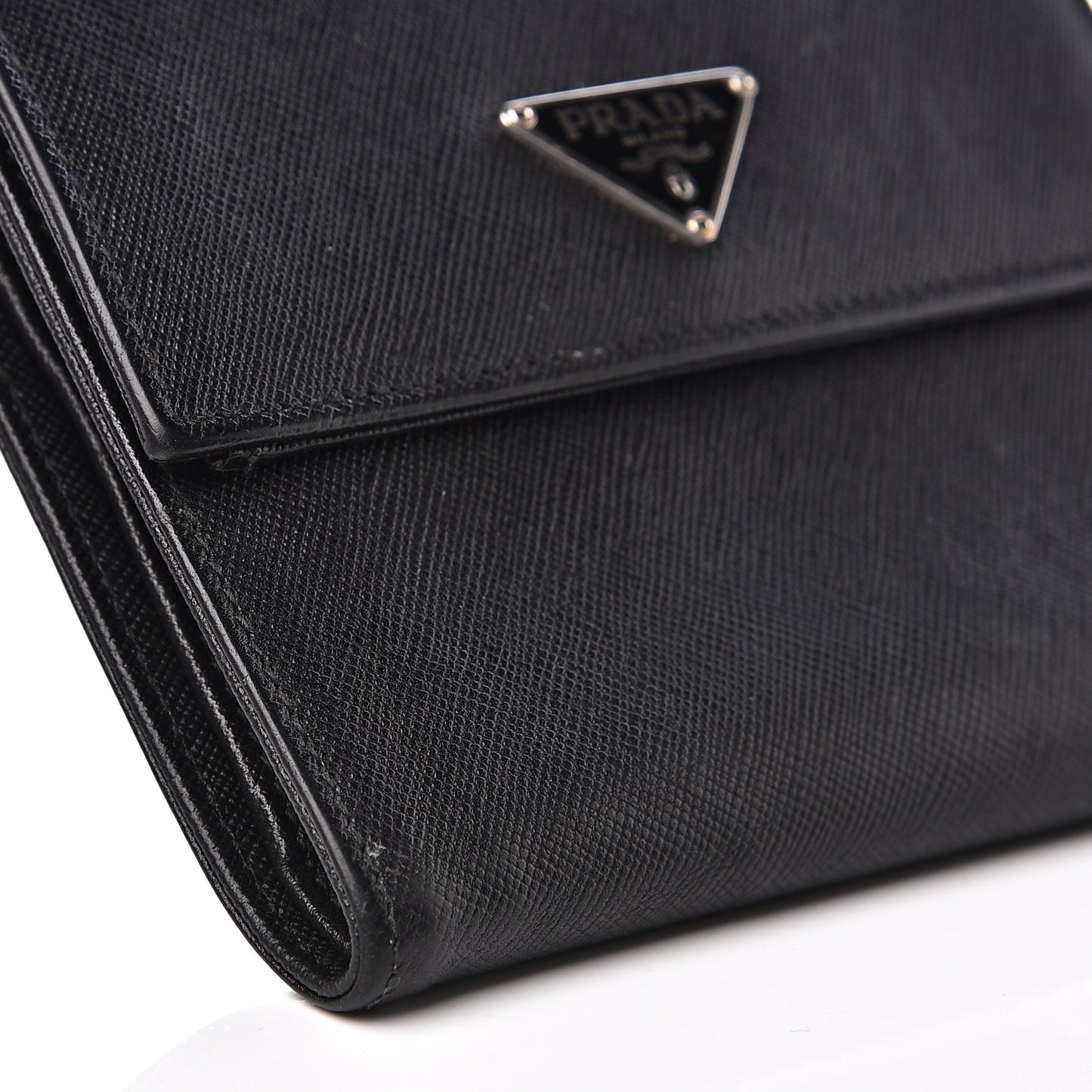 Saffiano Tri-Fold Compact Wallet Black