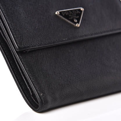 Prada Saffiano Tri-Fold Compact Wallet Black 6 of 10