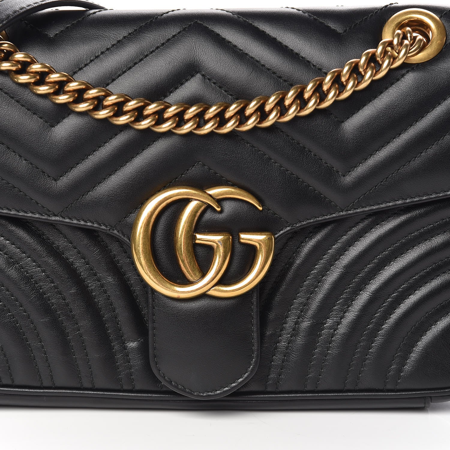Gucci Calfskin Matelasse Small GG Marmont Shoulder Bag Black 10 of 10