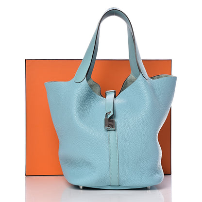 Hermes Taurillon Clemence Picotin 26 GM Bleu Atoll 7 of 7