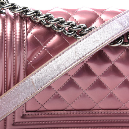 Chanel Metallic Patent Calfskin Quilted Small Boy Flap Pink 14 of 15