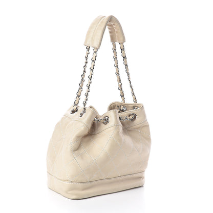 Chanel Lambskin Contrast Stitch Small Drawstring Tote Ivory 3 of 10