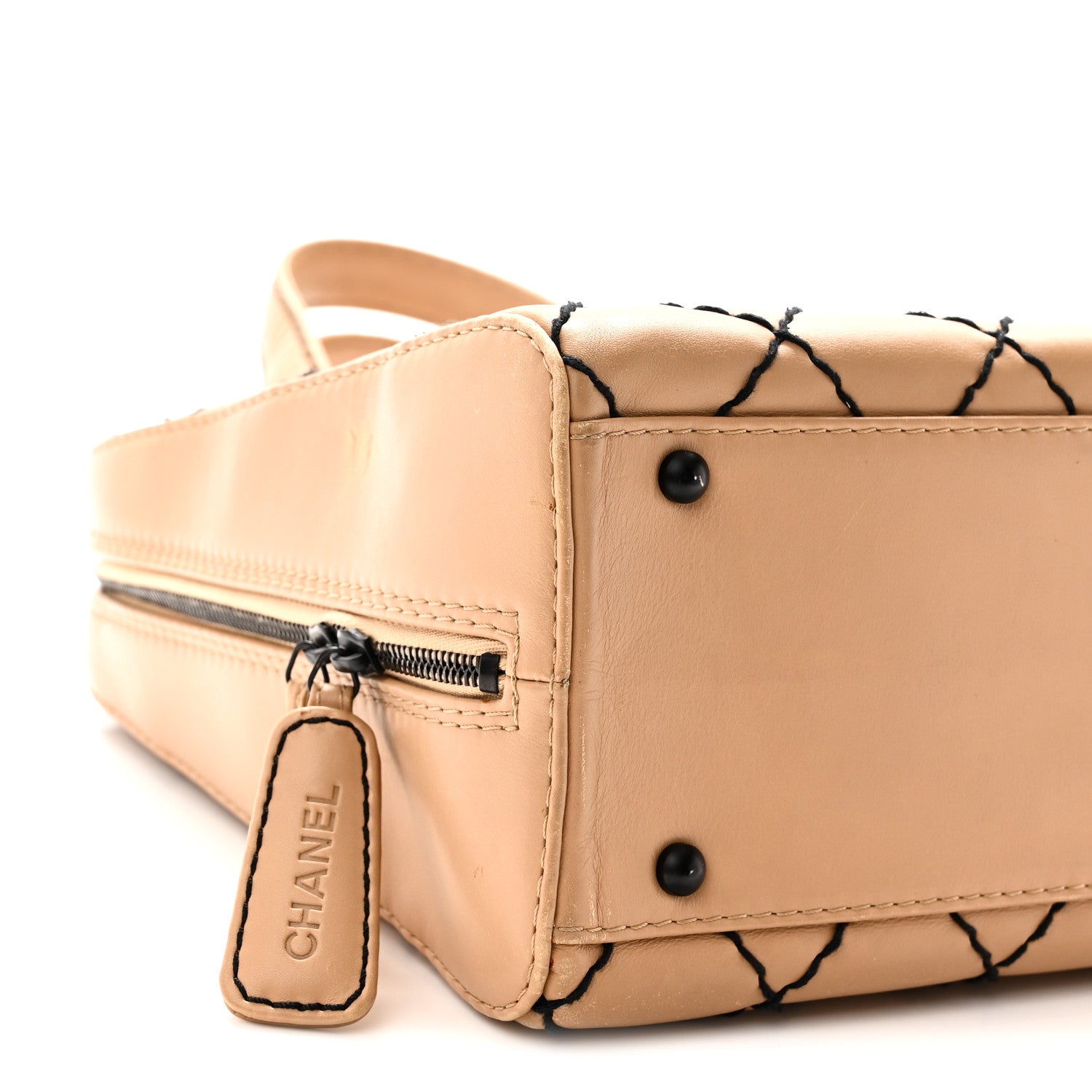 Chanel Calfskin Wild Stitch Vertical Top Handle Bag Beige 8 of 9
