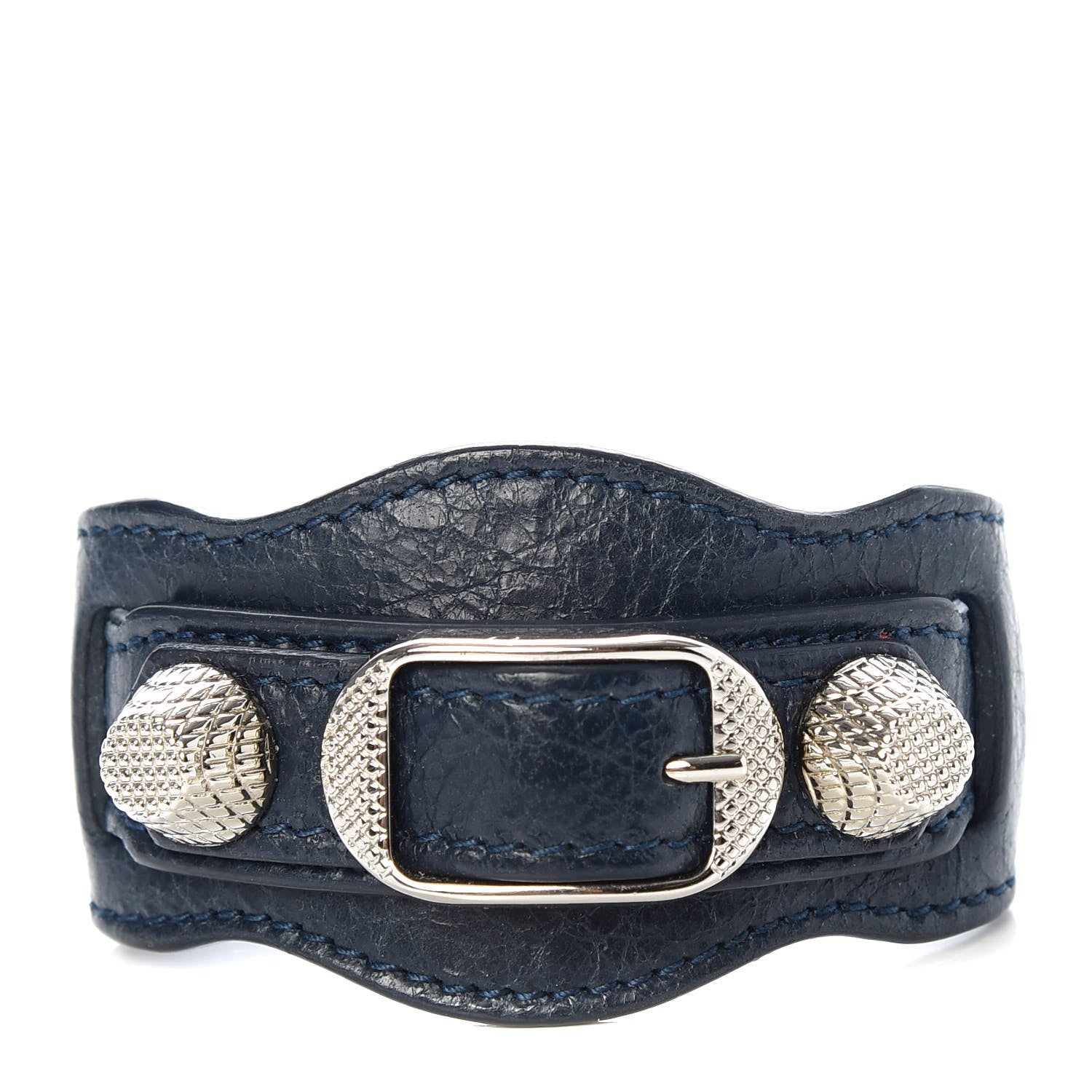 Balenciaga Agneau Arena Giant 12 Silver Hardware Bracelet M Bleu Obscur 1 of 5