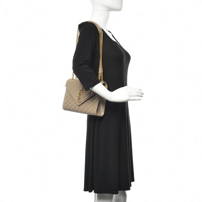 Saint Laurent Grain De Poudre Textured Mixed Matelasse Medium Triquilt Monogram Satchel Taupe 2 of 10