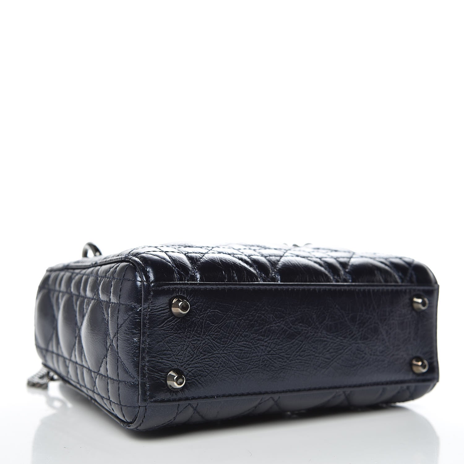 Christian Dior Metallic Calfskin Cannage Mini Lady Dior Marine 4 of 10