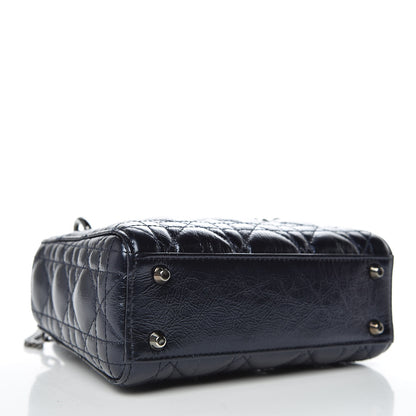 Christian Dior Metallic Calfskin Cannage Mini Lady Dior Marine 4 of 10