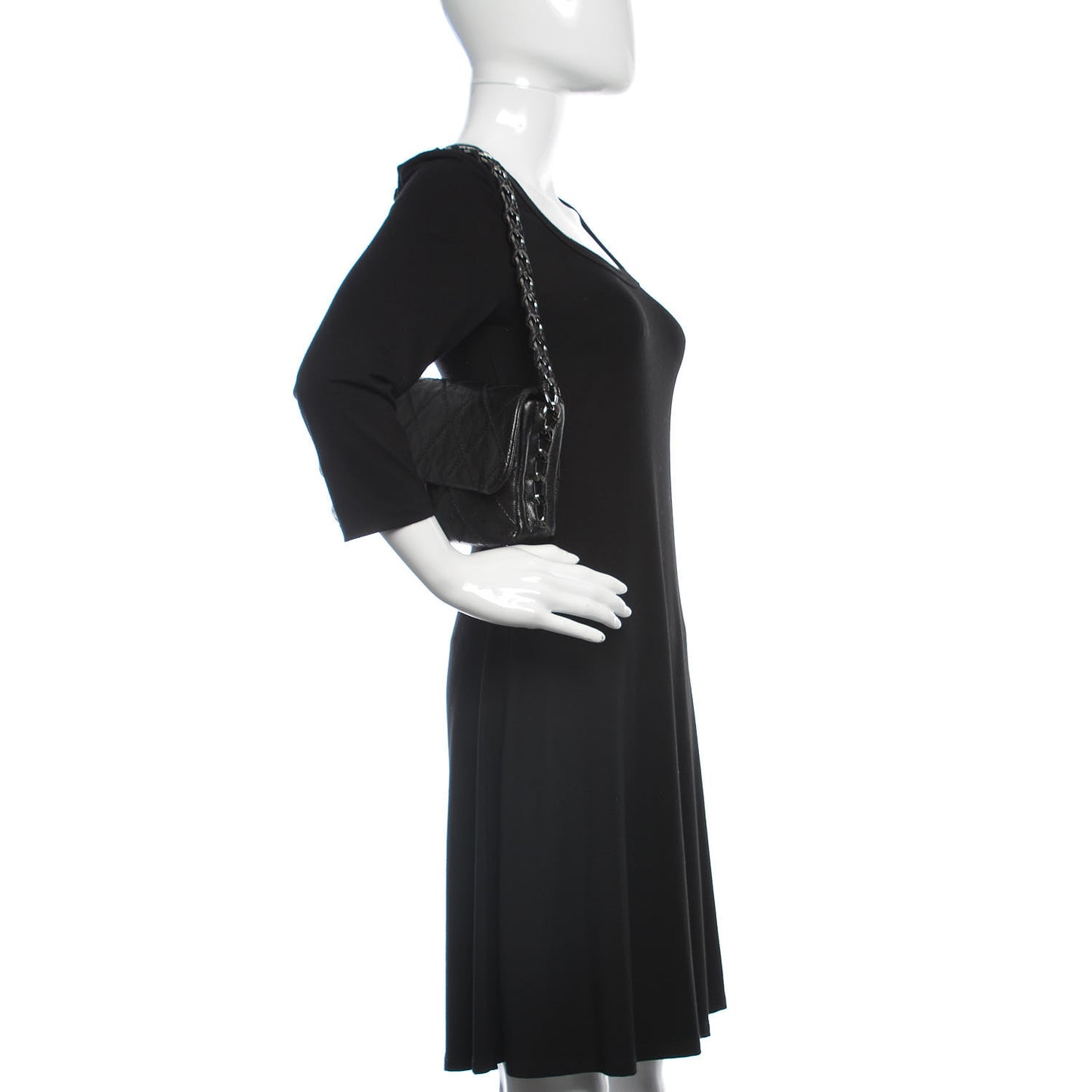 Glazed Caviar Quilted Modern Chain Flap Black