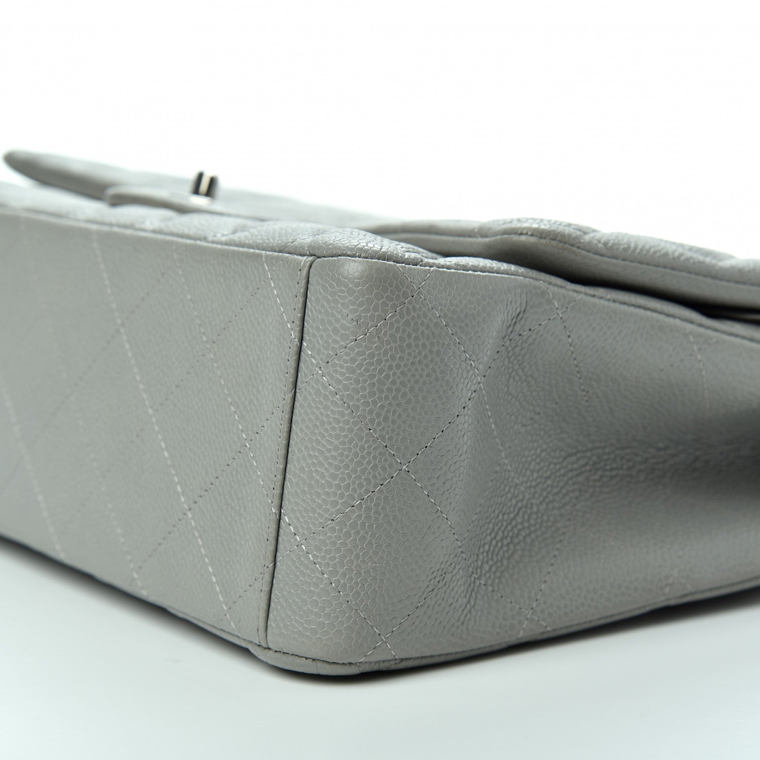 Chanel Caviar Quilted Maxi Double Flap Light Grey 7 of 10