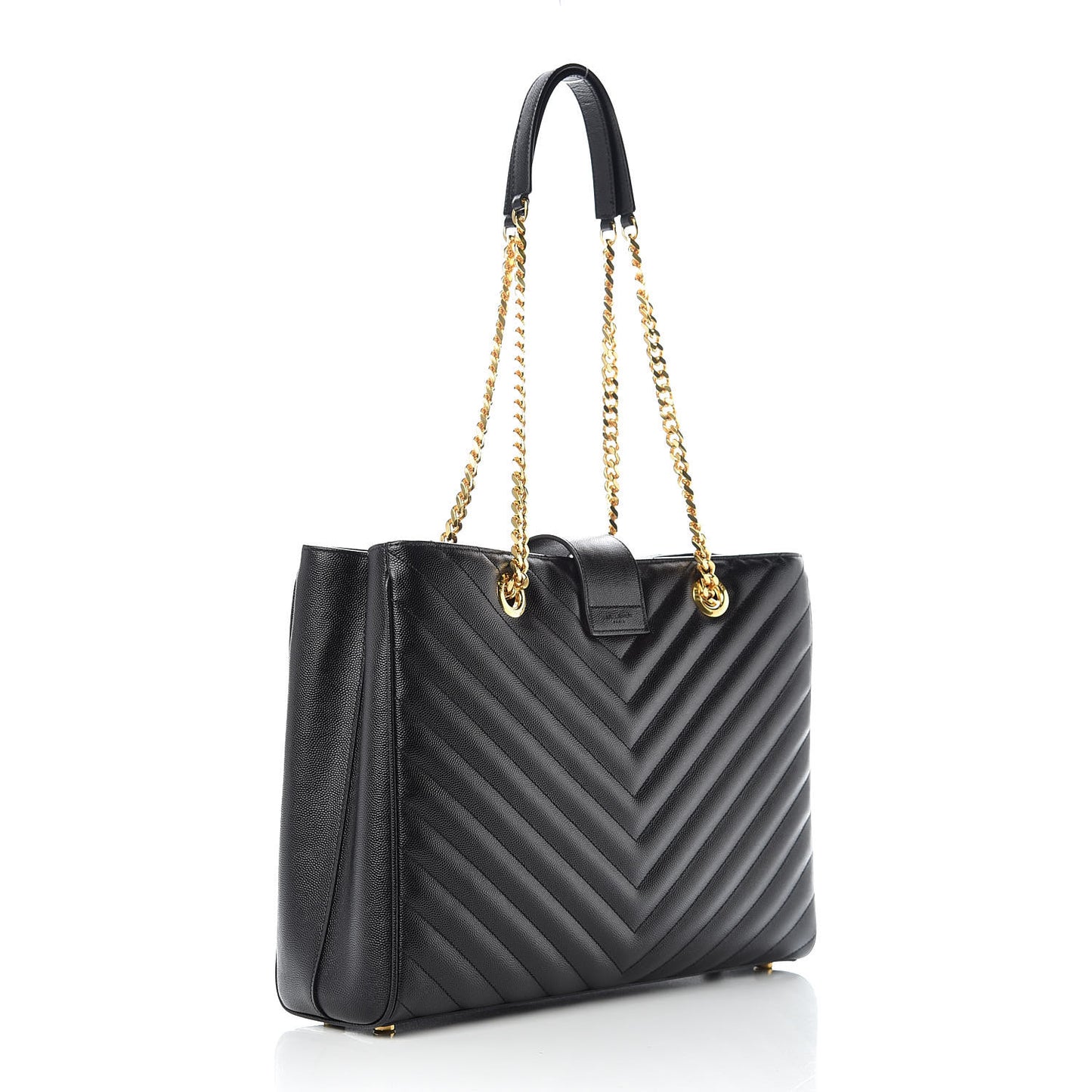 Grain De Poudre Matelasse Chevron Monogram Shopping Bag Black