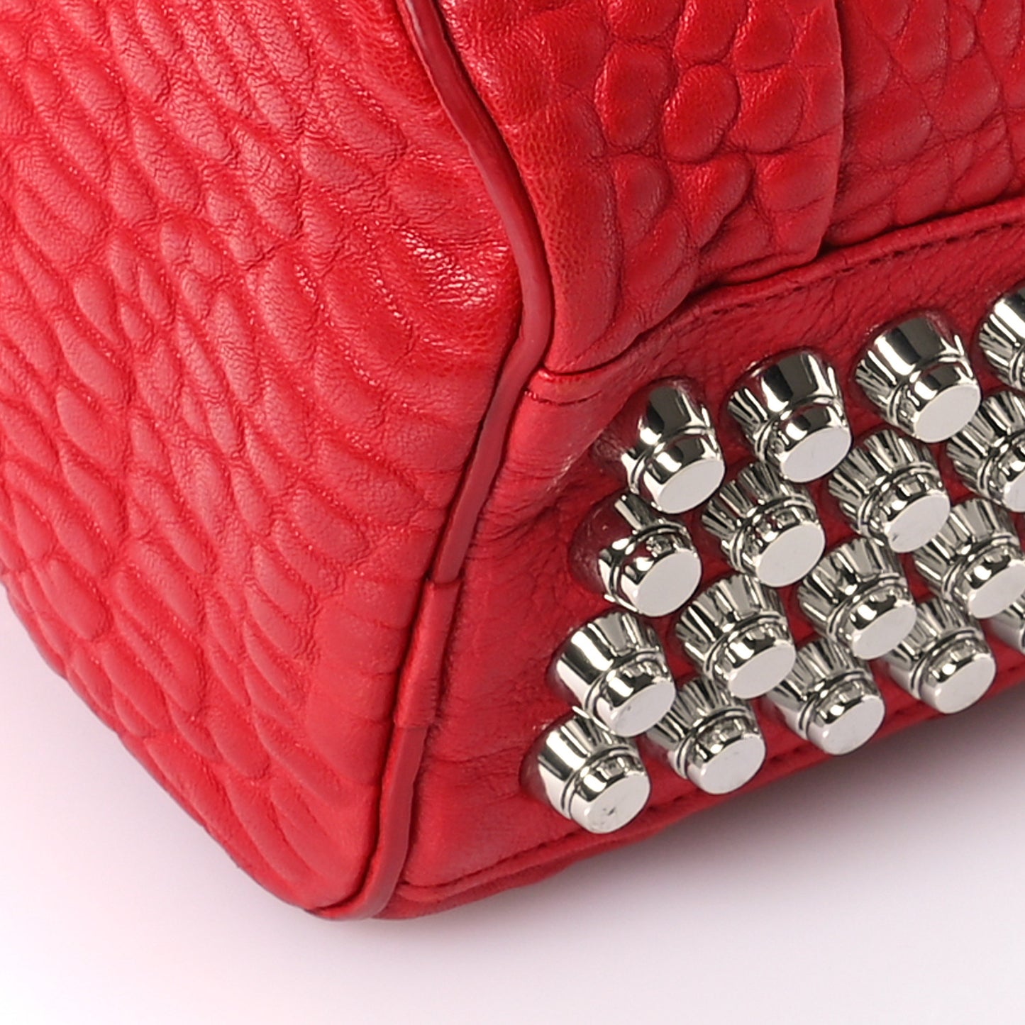 Pebbled Lambskin Rockie Red Silver Hardware