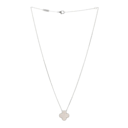 Van Cleef & Arpels 18K White Gold Mother of Pearl Vintage Alhambra Pendant Necklace 2 of 3