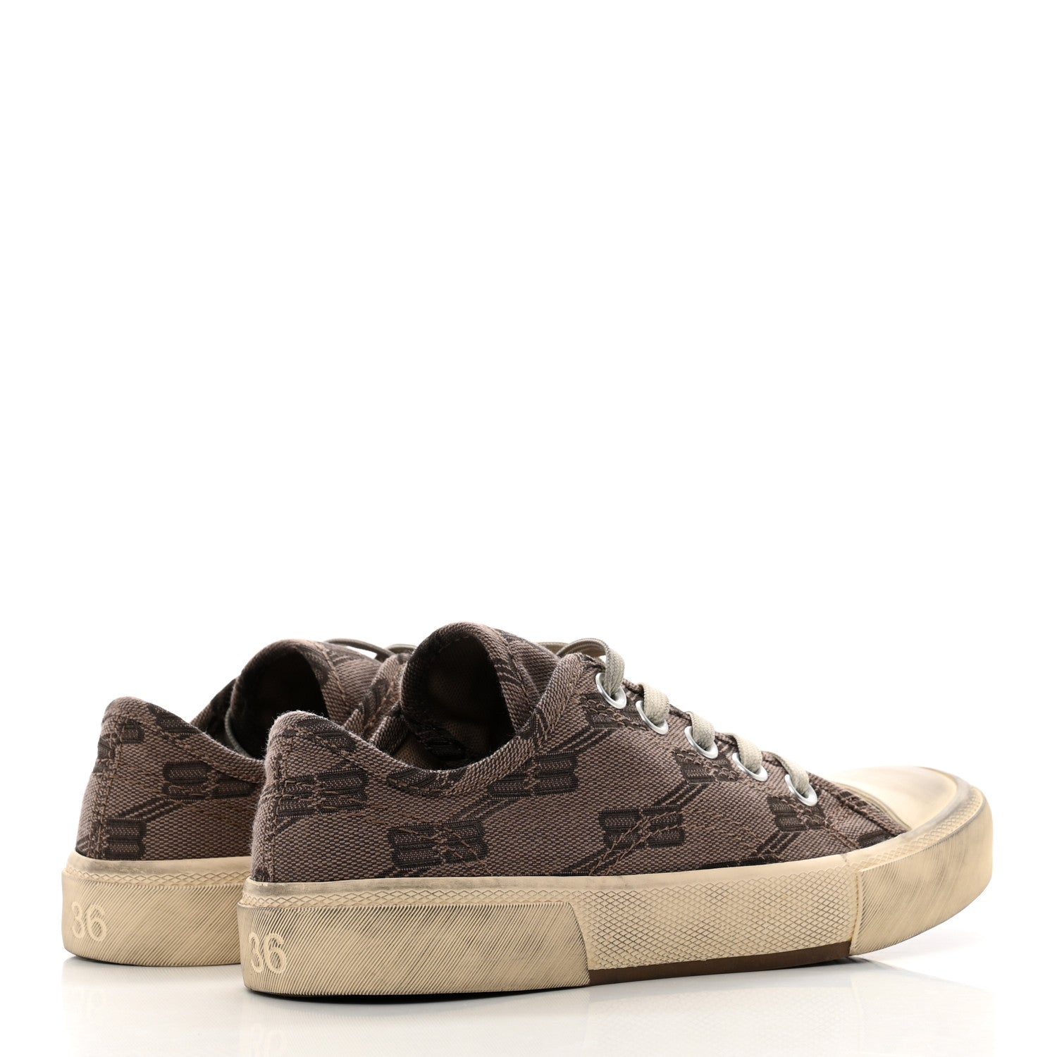 Balenciaga Jacquard BB Monogram Distressed Womens Paris Low Top Sneakers 36 Dark Mink Grey Brown 4 of 8
