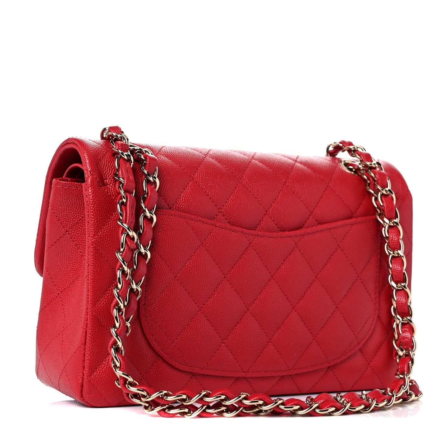 Caviar Quilted Small Double Flap Red
