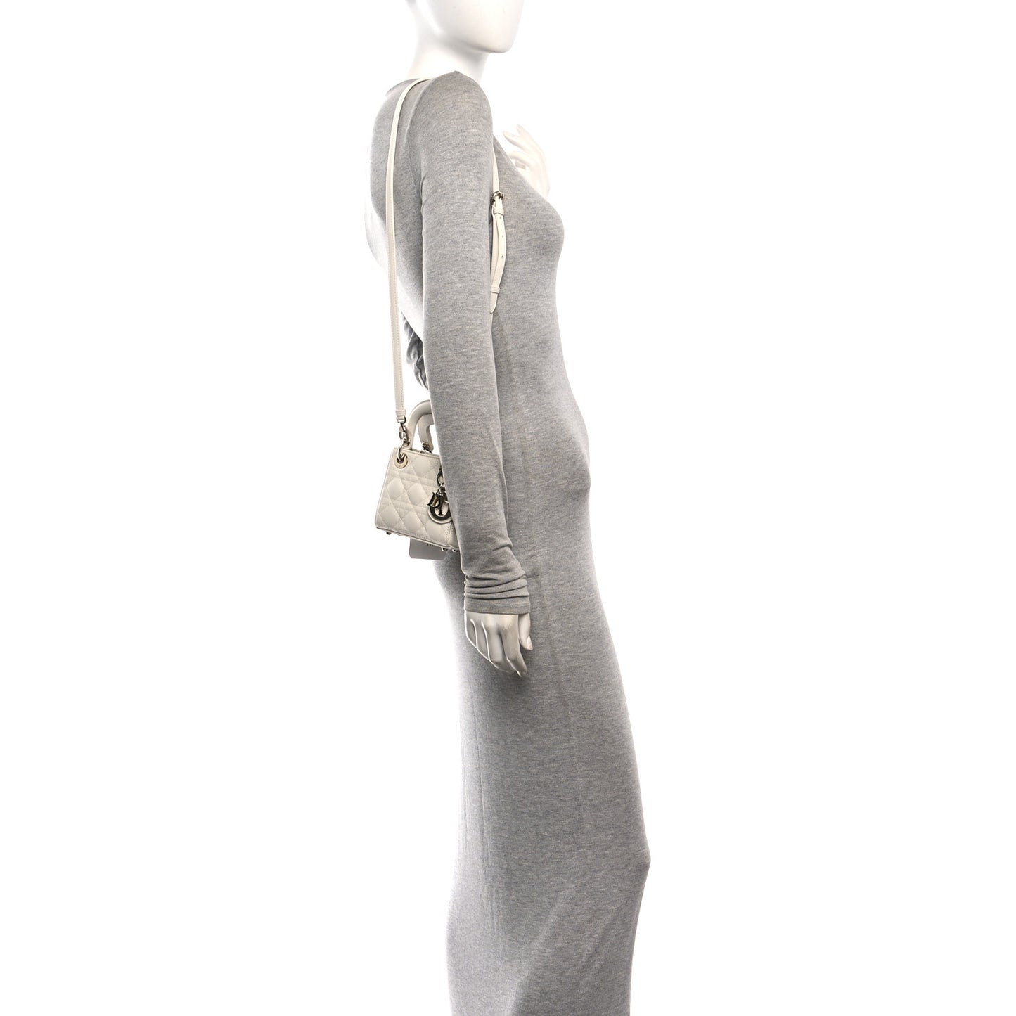 Lambskin Cannage Micro Lady Dior White
