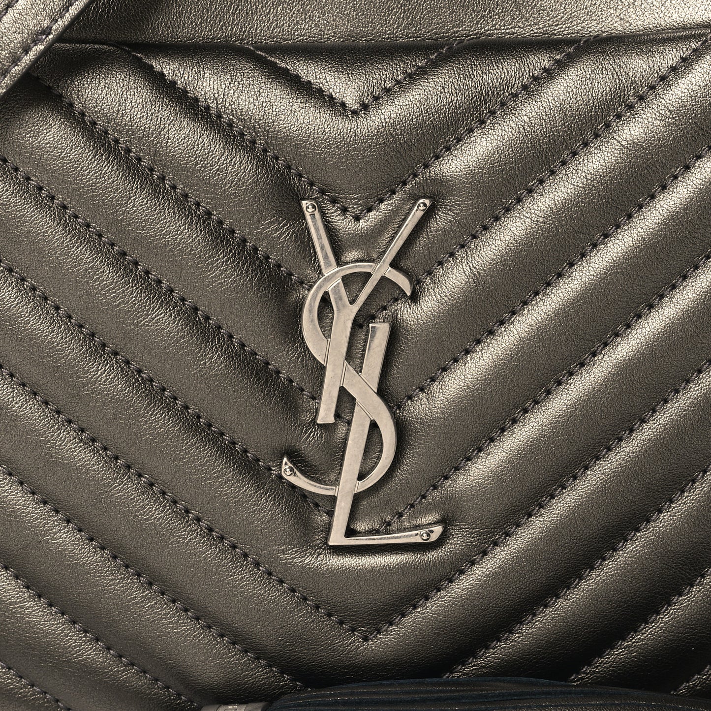 Metallic Calfskin Matelasse Monogram Lou Camera Bag Silver