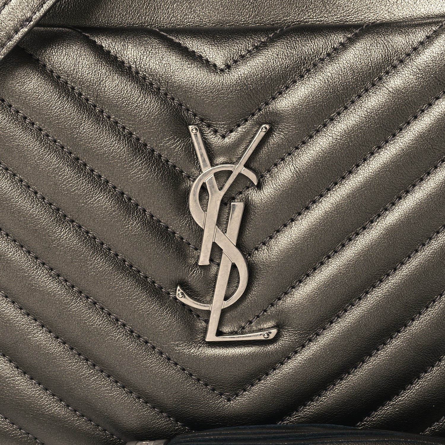Saint Laurent Metallic Calfskin Matelasse Monogram Lou Camera Bag Silver 8 of 10