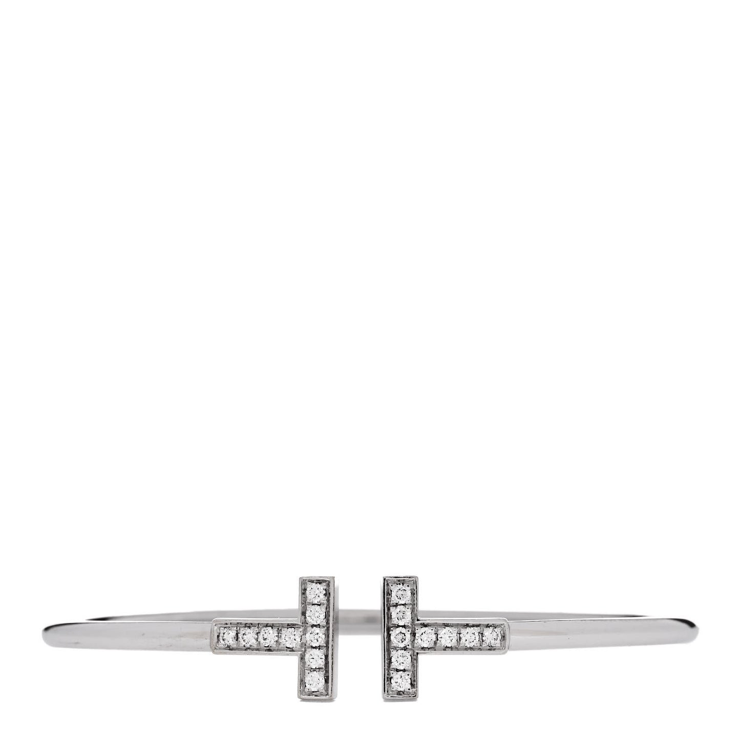 18K White Gold Diamond T Wire Bracelet