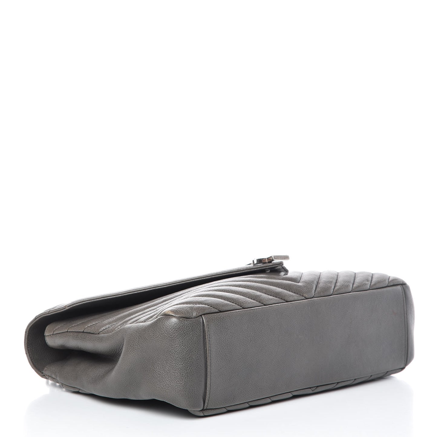 Sheepskin Matelasse Chevron Monogram Large College Satchel Dark Anthracite