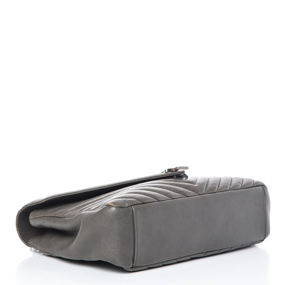 Saint Laurent Sheepskin Matelasse Chevron Monogram Large College Satchel Dark Anthracite 5 of 16