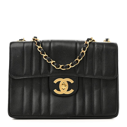 Chanel Caviar Vertical Quilted Jumbo Single Flap Black 1 of 10