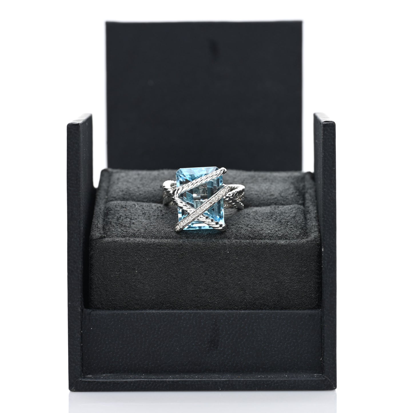 Sterling Silver Diamond Blue Topaz 16mm Cable Wrap Ring 54 7