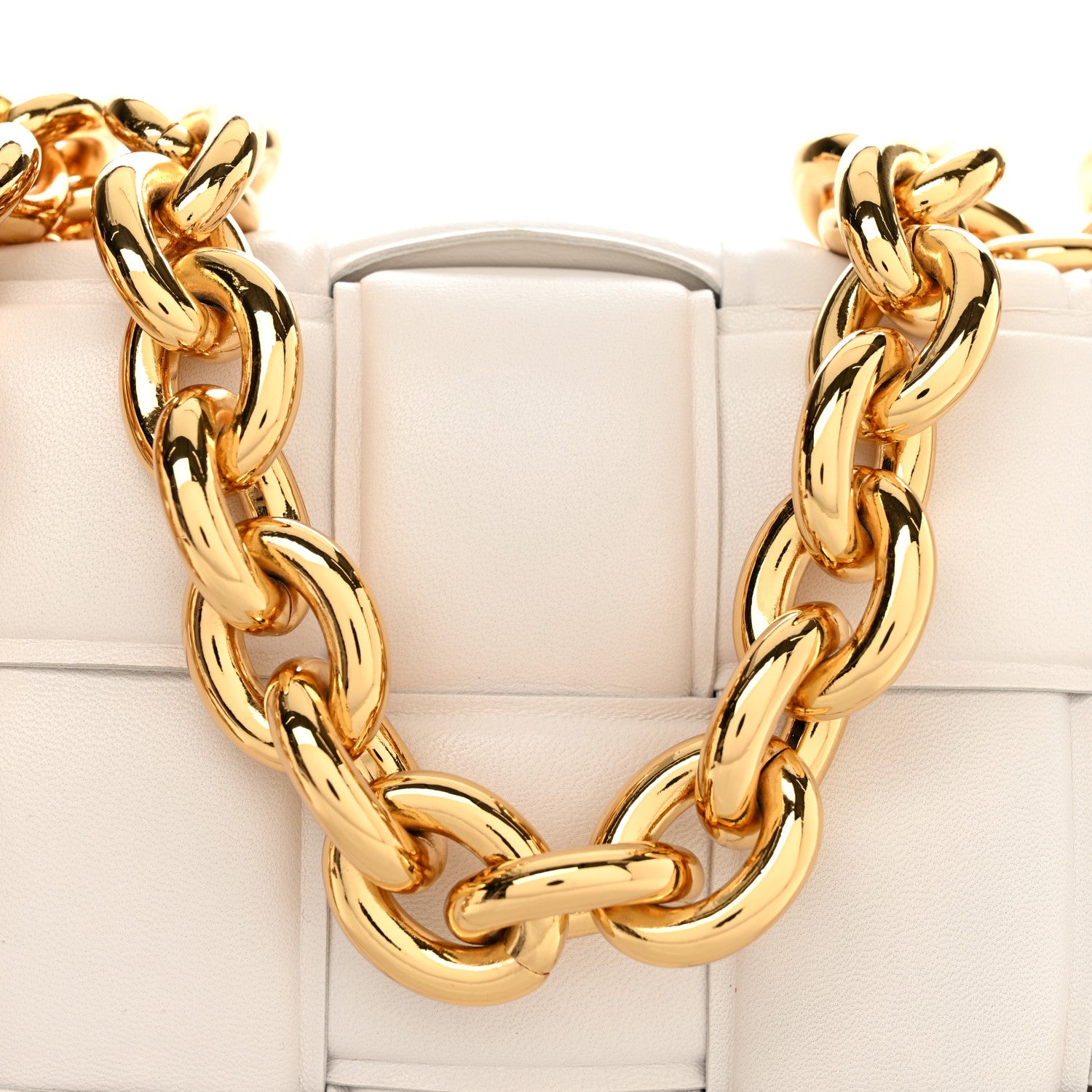 Bottega Veneta Lambskin Maxi Intreccio Padded Chain Cassette Crossbody Bag White 8 of 10
