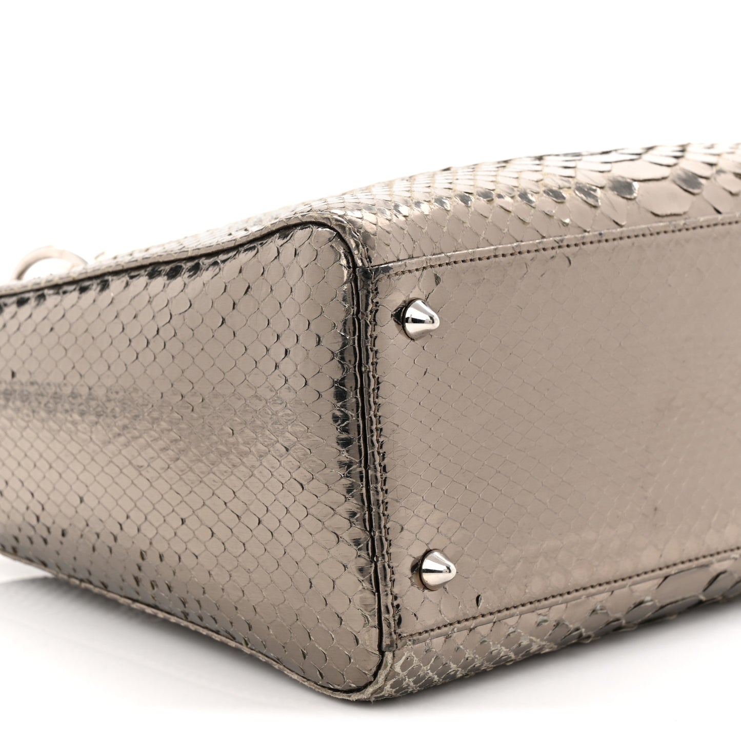 Metallic Snakeskin Medium Lady Dior Silver
