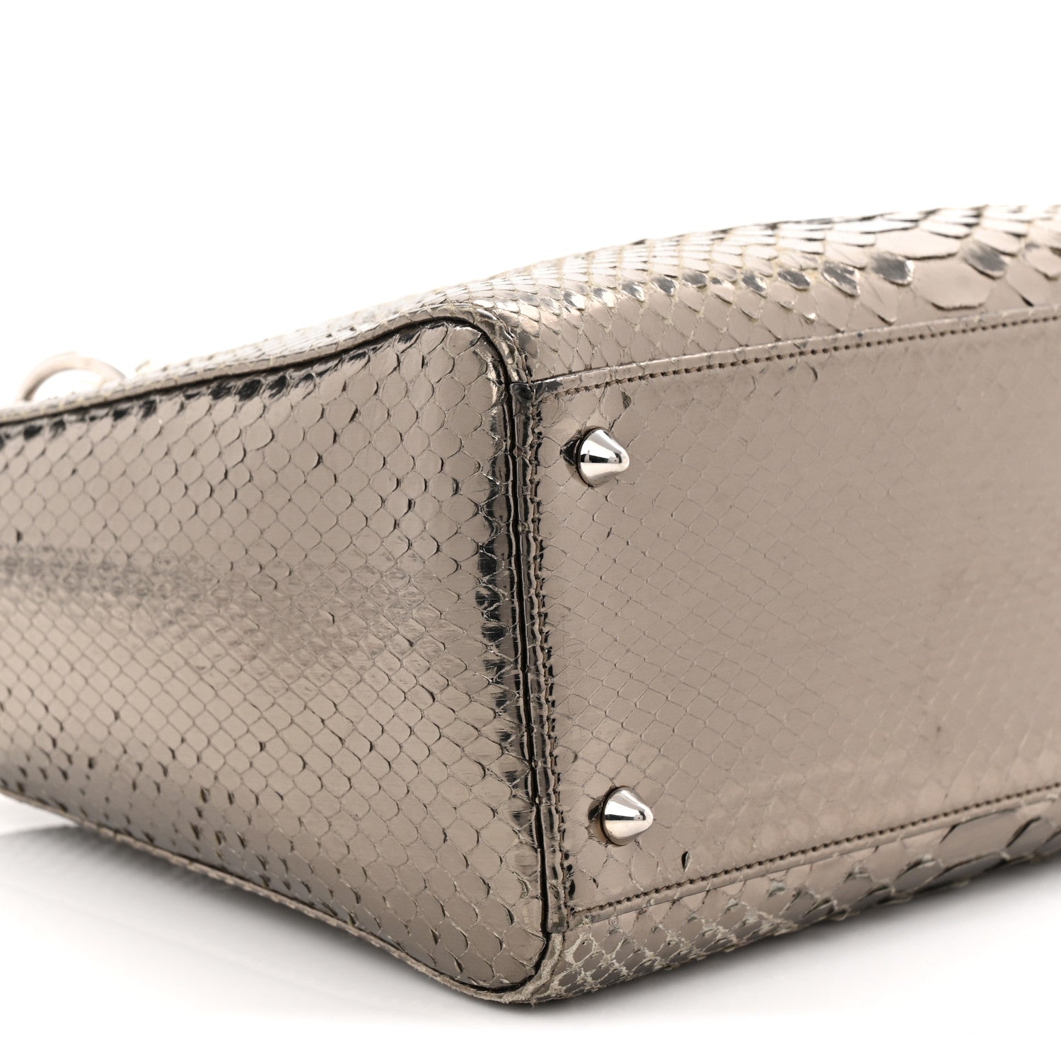 Christian Dior Metallic Snakeskin Medium Lady Dior Silver 9 of 10