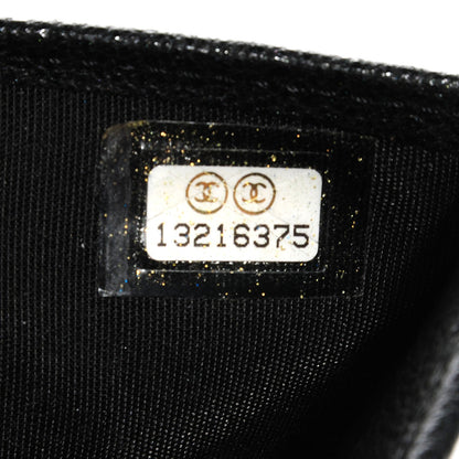 Chanel Glazed Goatskin Camellia Embossed French Flap Wallet Black 7 of 7