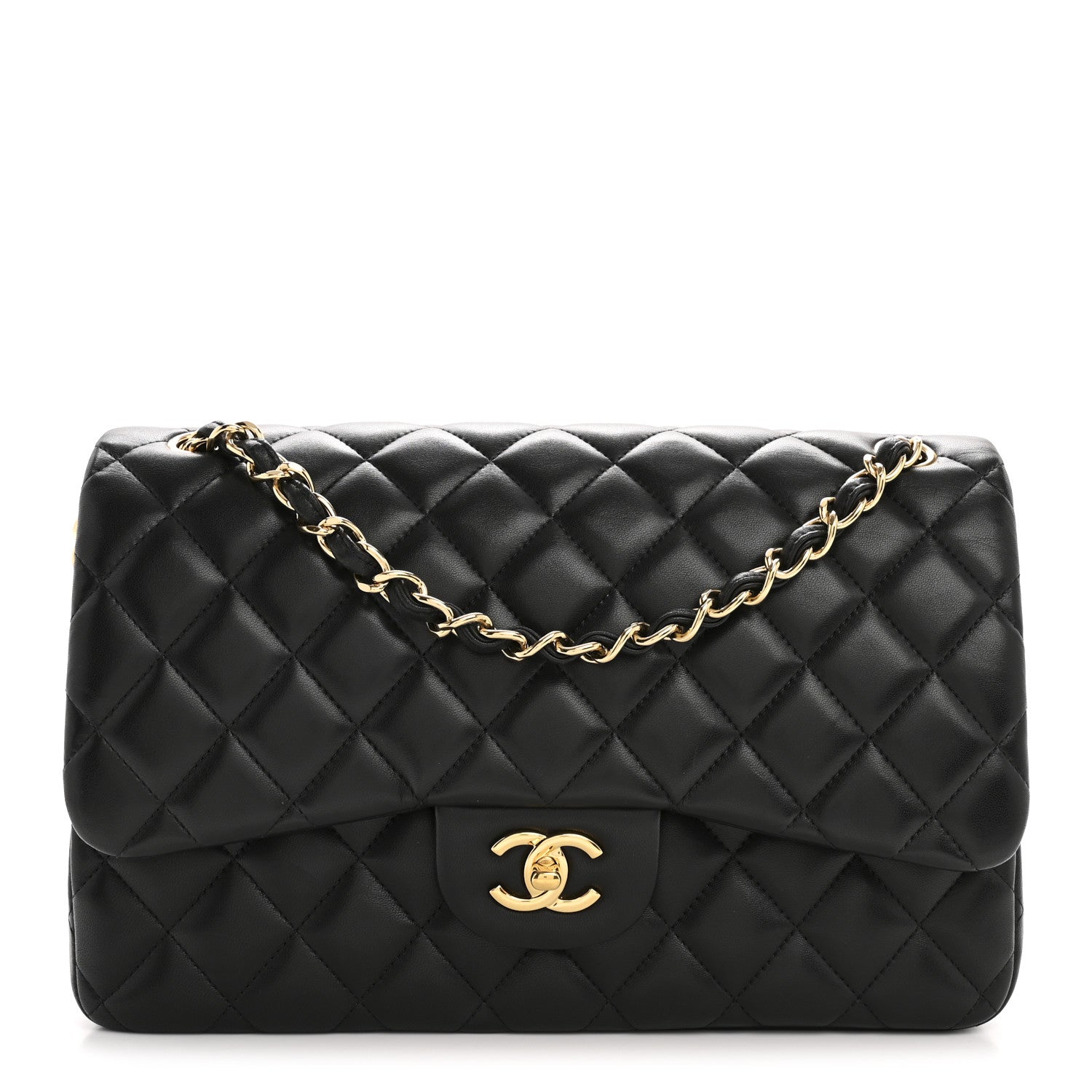 Chanel Lambskin Quilted Jumbo Double Flap Black 1 of 13