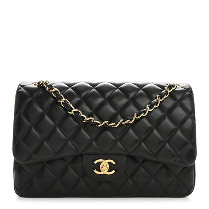 Chanel Lambskin Quilted Jumbo Double Flap Black 1 of 13