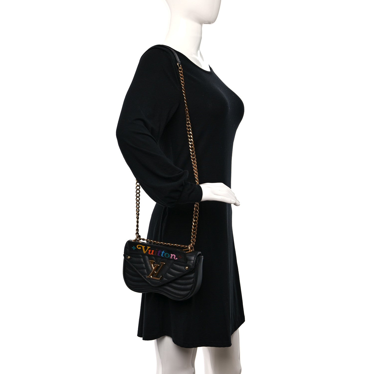 Louis Vuitton Calfskin New Wave Chain MM Black 3 of 9
