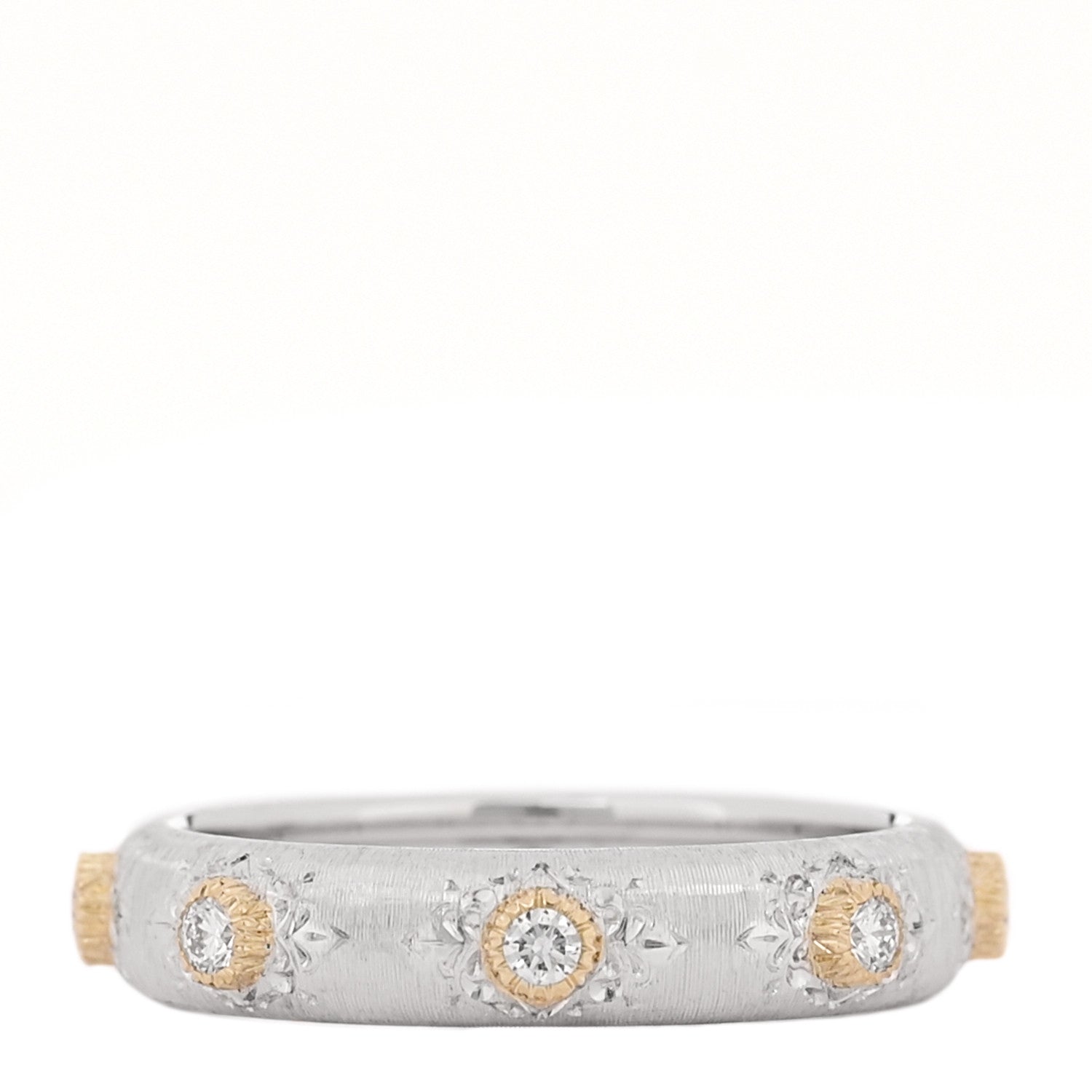 Buccellati 18K White Yellow Gold Diamond Macri Positano Eternelle Ring 51 5.75 3 of 5