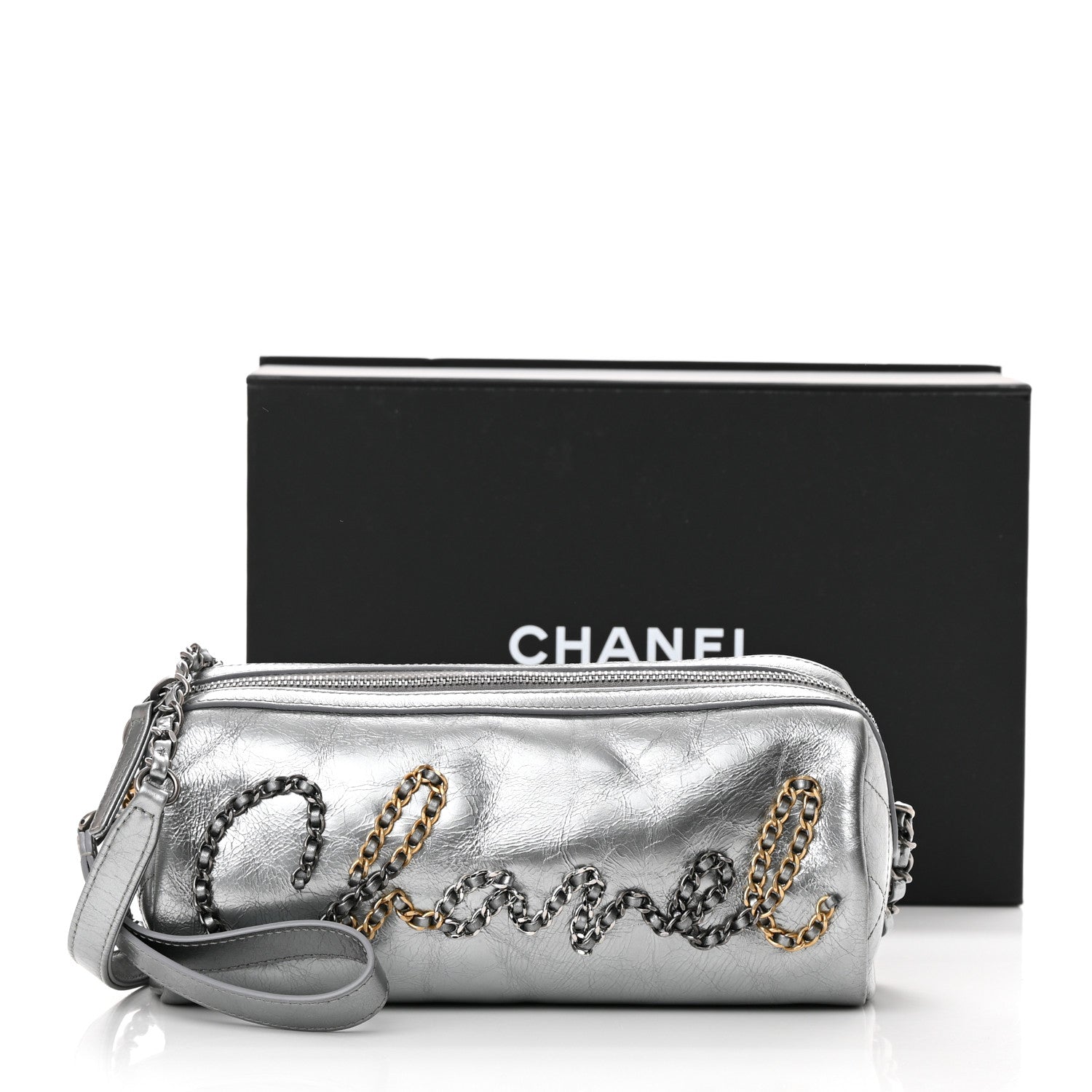 Chanel Metallic Lambskin Signe Bowling Bag Silver 11 of 11