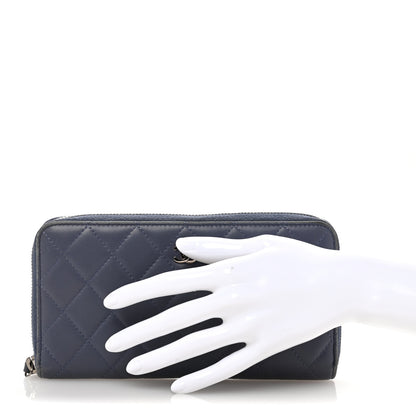 Chanel Lambskin Quilted Large Gusset Zip Around Wallet Lavender 2 of 13