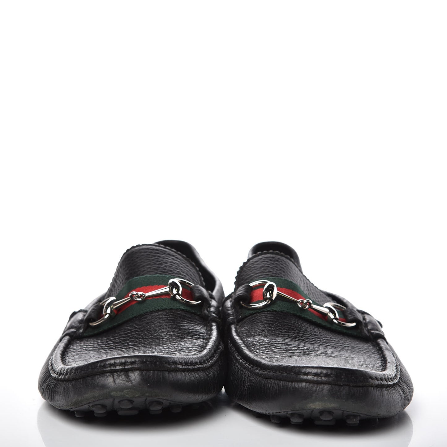 Calfskin Mens Horsebit Web Driver Loafers 10 Black