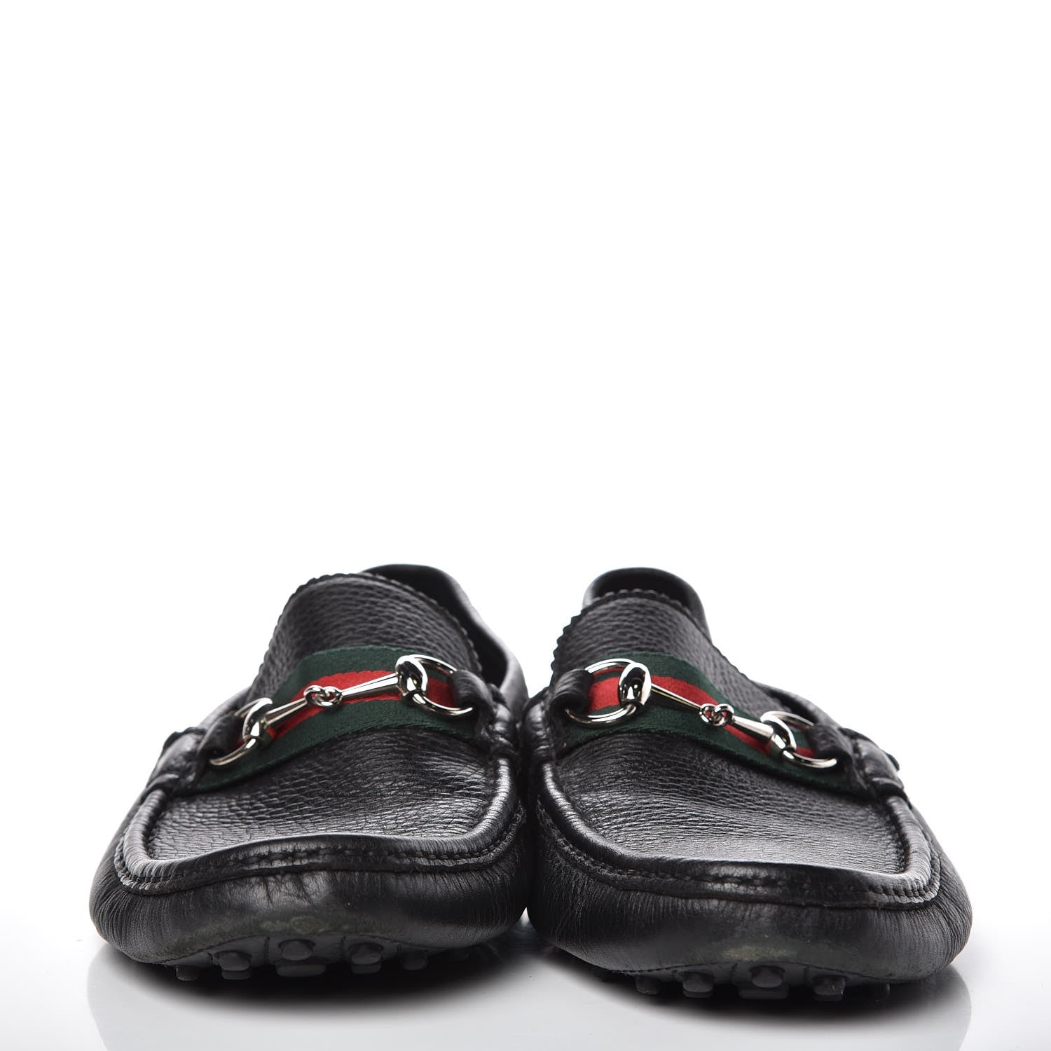 Gucci Calfskin Mens Horsebit Web Driver Loafers 10 Black 2 of 10