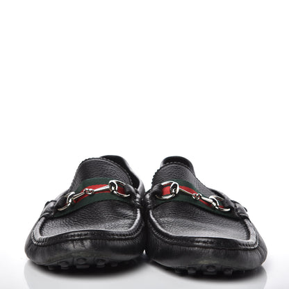 Gucci Calfskin Mens Horsebit Web Driver Loafers 10 Black 2 of 10